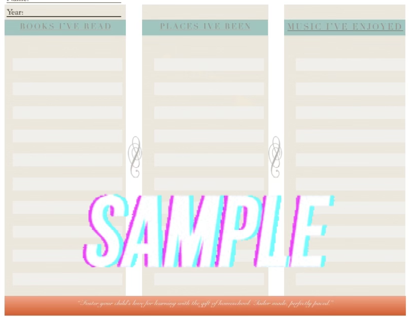 Books Field Trips Music Planner