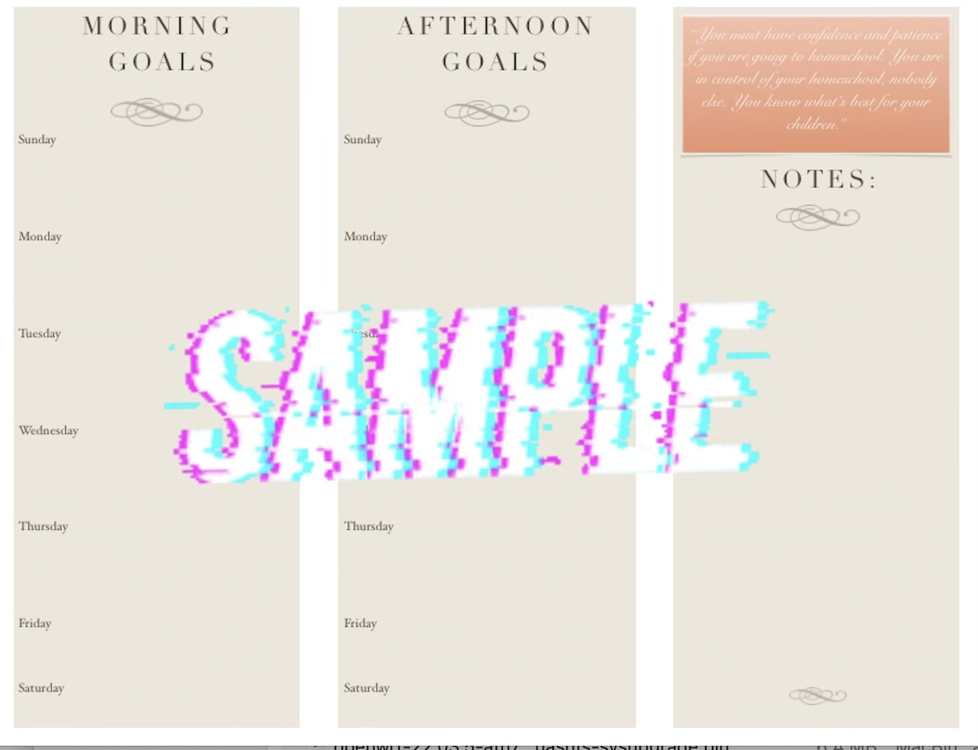 Morning & Afternoon Goals